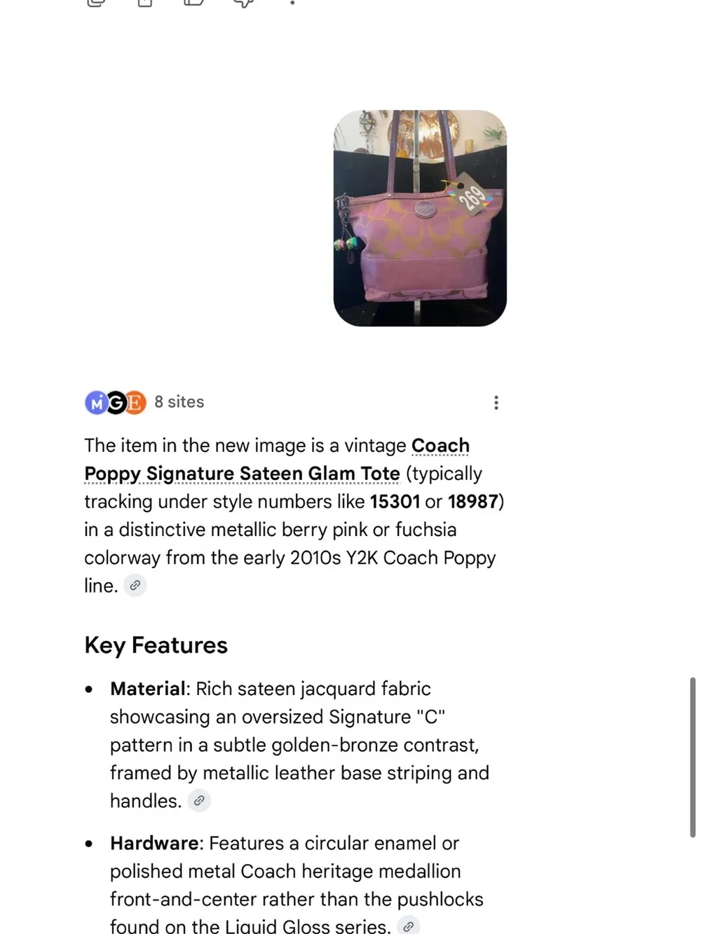 Coach #269 Poppy  Purple and Gold Signature Sateen Glam Tote